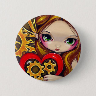 Badge Rond 5 Cm "Bouton de Valentine de rouages"