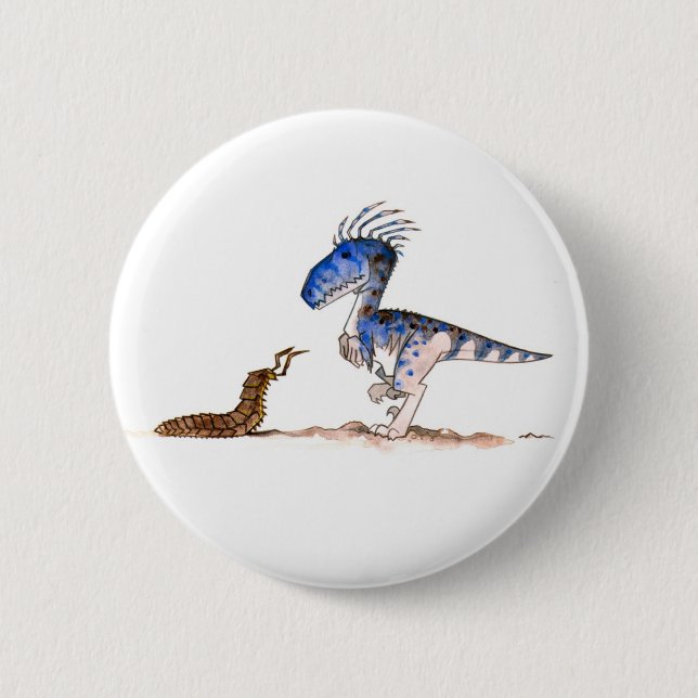 Badge Rond 5 Cm Bouton de Velociraptor (Devant)