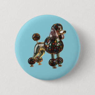 Badge Rond 5 Cm Bouton de verre coloré Caniche