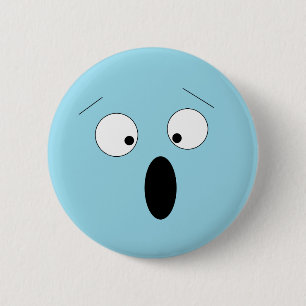 Badge Rond 5 Cm Bouton de visage blond surpris Shocked