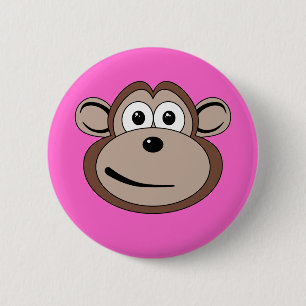 Badge Rond 5 Cm Bouton de visage de singe de bande dessinée