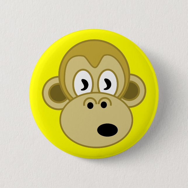 Badge Rond 5 Cm Bouton de visage de singe - jaune (Devant)