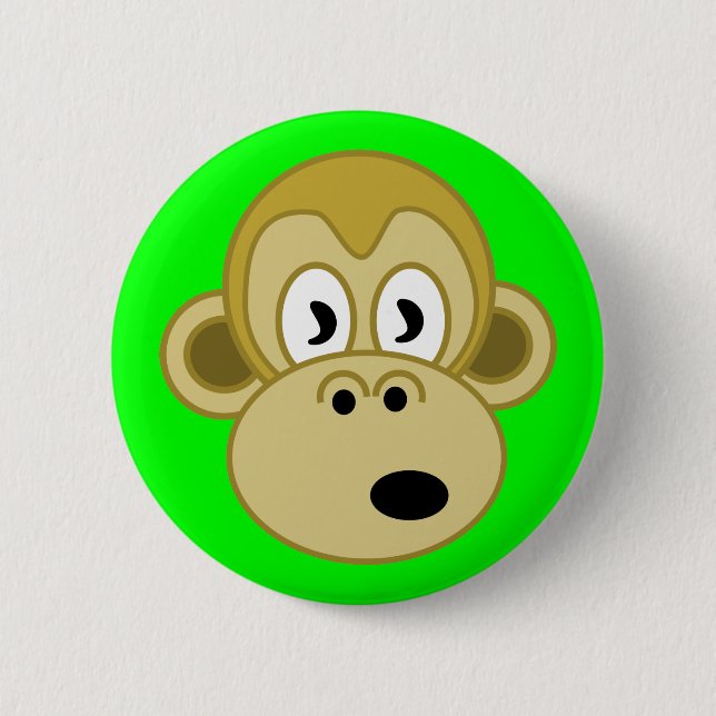 Badge Rond 5 Cm Bouton de visage de singe - vert (Devant)