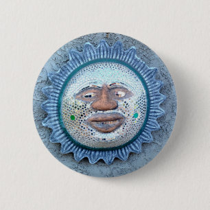 Badge Rond 5 Cm bouton de visage de soleil en verre coloré