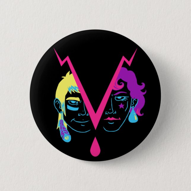 Badge Rond 5 Cm Bouton de visages (Devant)