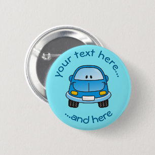 Badge Rond 5 Cm Bouton de voiture de dessin bleu
