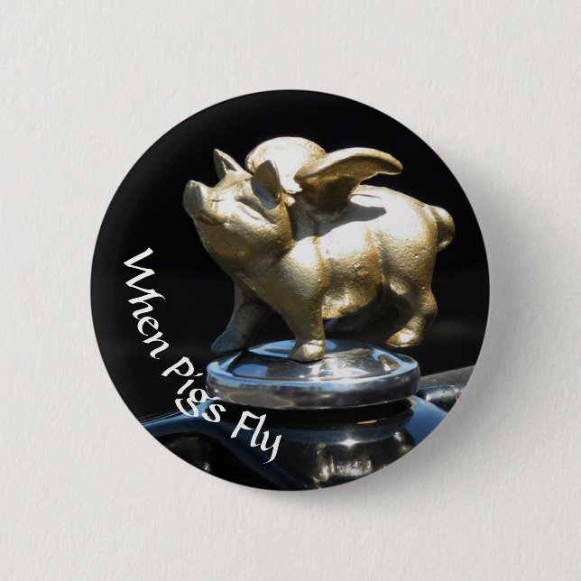 Badge Rond 5 Cm Bouton de vol des cochons (Devant)