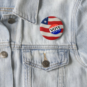 Badge Rond 5 Cm Bouton de vote électoral sur le drapeau américain