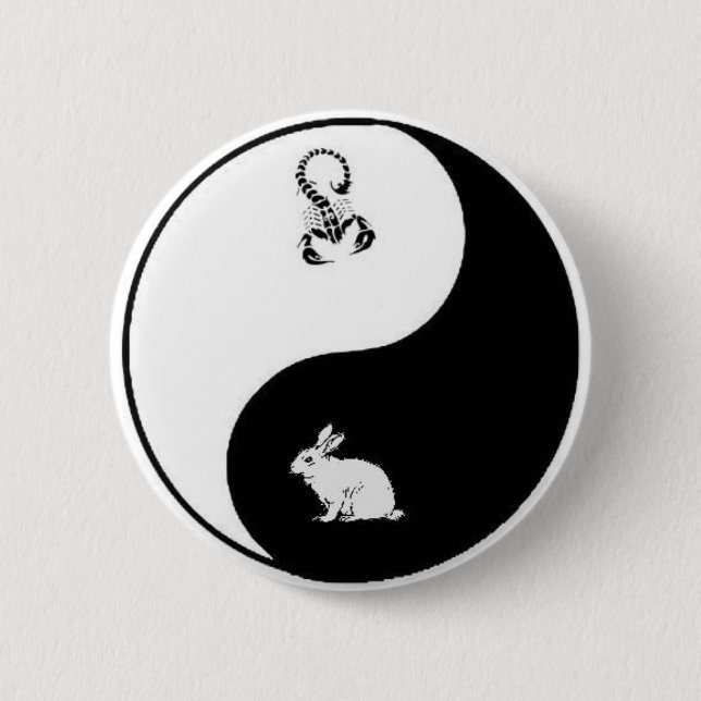 Badge Rond 5 Cm Bouton de Yin Yang (Devant)
