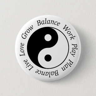 Badge Rond 5 Cm Bouton de Yin Yang d'équilibre