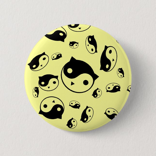 Badge Rond 5 Cm Bouton de Yin Yang Kitty (Devant)