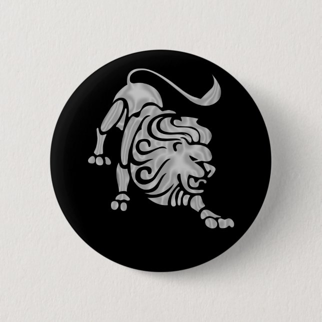Badge Rond 5 Cm Bouton de zodiaque de lion de Lion (Devant)