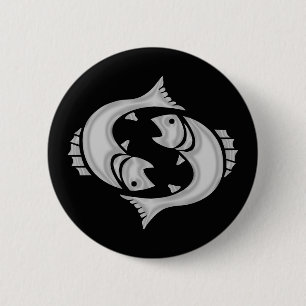 Badge Rond 5 Cm Bouton de zodiaque de poissons de Poissons