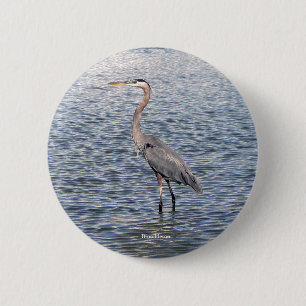 Badge Rond 5 Cm Bouton d'eau Blue Heron