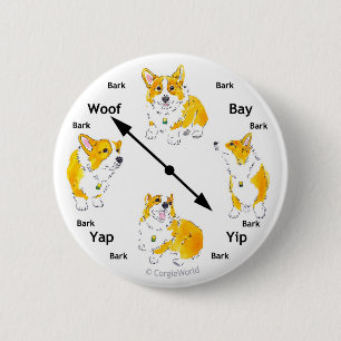 Badge Rond 5 Cm Bouton d'Écorce-Horloge de corgi