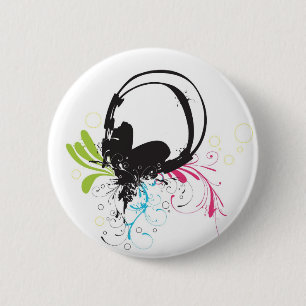 Badge Rond 5 Cm Bouton d'écouteurs