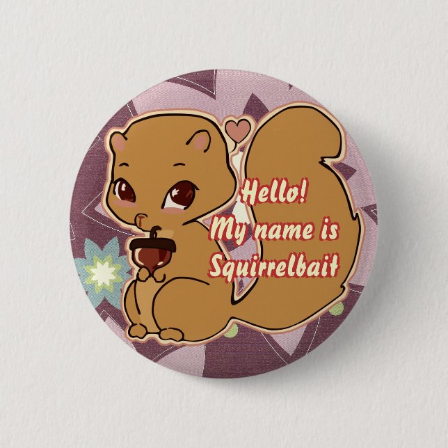 Badge Rond 5 Cm Bouton d'écureuil de Cutie (Devant)