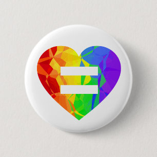 Badge Rond 5 Cm Bouton d'égalité de mariage de coeur d'arc-en-ciel