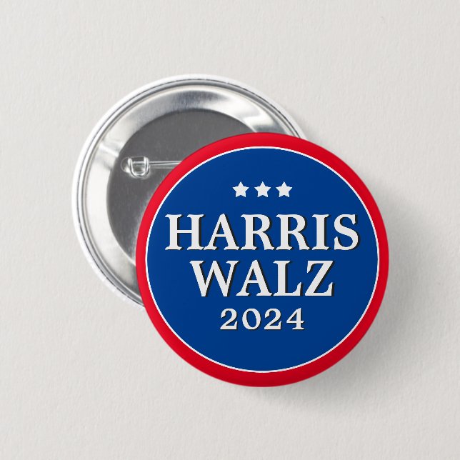 Badge Rond 5 Cm Bouton d'élection démocrate Harris Walz Vote 2024 (Devant & derrière)