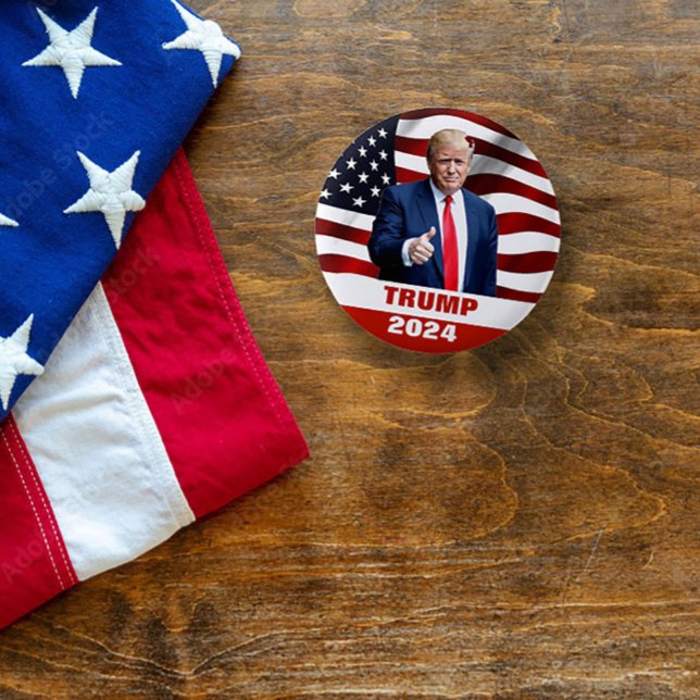 Badge Rond 5 Cm Bouton d'élection du président Trump Photo 2024 (Créateur téléchargé)