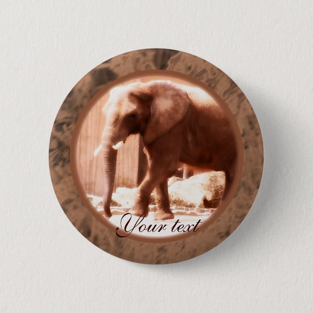Badge Rond 5 Cm Bouton d'éléphant africain (Devant)