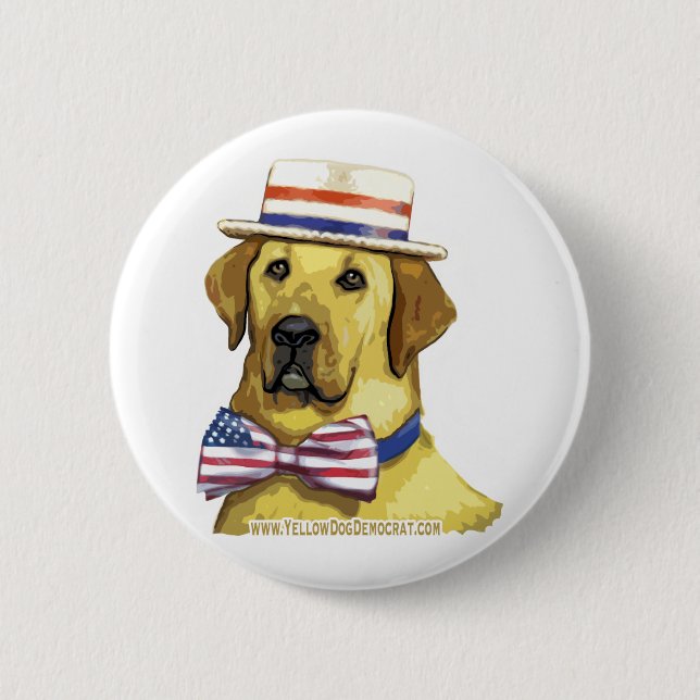 Badge Rond 5 Cm Bouton démocrate de chien jaune (Devant)