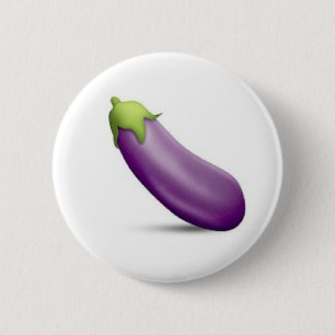 Badge Rond 5 Cm Bouton d'Emoji d'aubergine