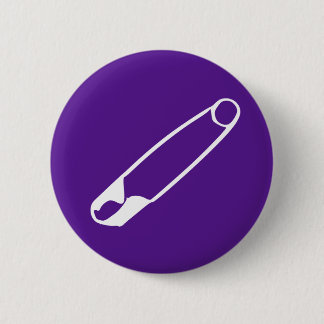 Badge Rond 5 Cm Bouton d'épingle de sécurité - Blanc sur violet