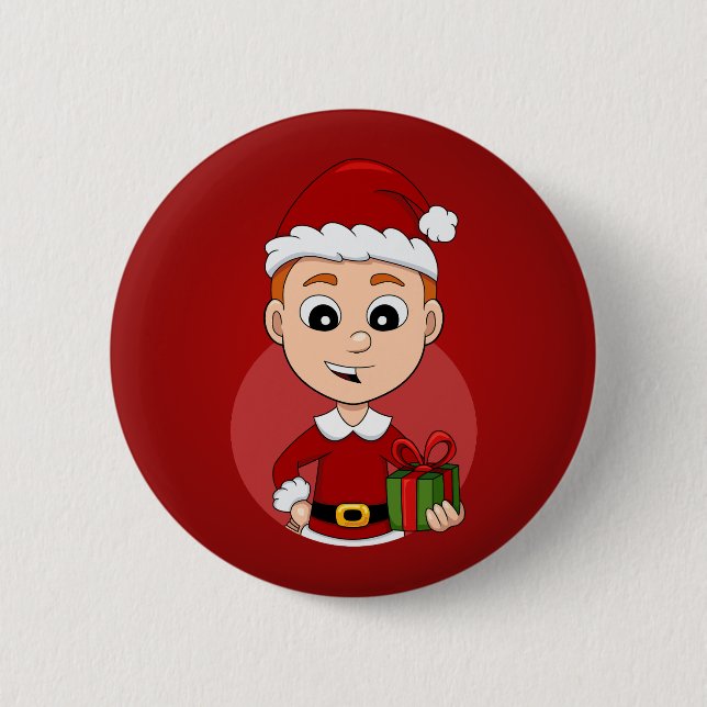Badge Rond 5 Cm Bouton d'épingle du dessin animé de Noël (Devant)