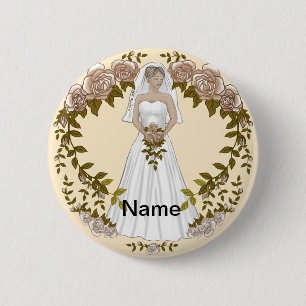 Badge Rond 5 Cm Bouton d'épingle du Mariage Love Bride