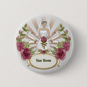 Badge Rond 5 Cm Bouton d'épingle du Mariage Love Bride