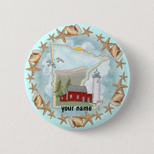 Badge Rond 5 Cm Bouton d'épingle du phare Minnesota Shells