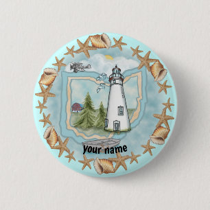 Badge Rond 5 Cm Bouton d'épingle du phare Ohio Shells