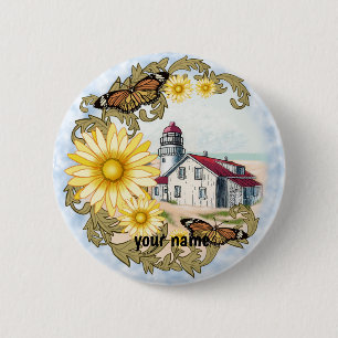 Badge Rond 5 Cm Bouton d'épingle du phare papillon