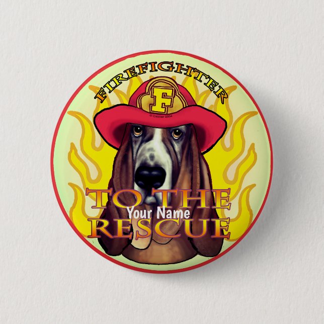 Badge Rond 5 Cm Bouton d'épingle du pompier de chien de chien de c (Devant)