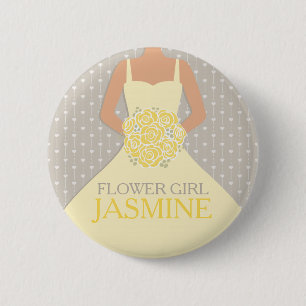 Badge Rond 5 Cm Bouton d'épingle mariage de la robe jaune de la fi