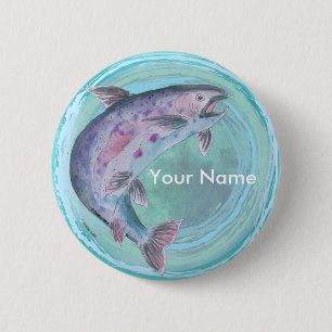 Badge Rond 5 Cm Bouton d'épingle personnalisé de pêche à la truite