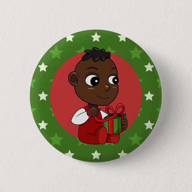 Badge Rond 5 Cm Bouton d'épingle pour bébé de Noël (Devant)