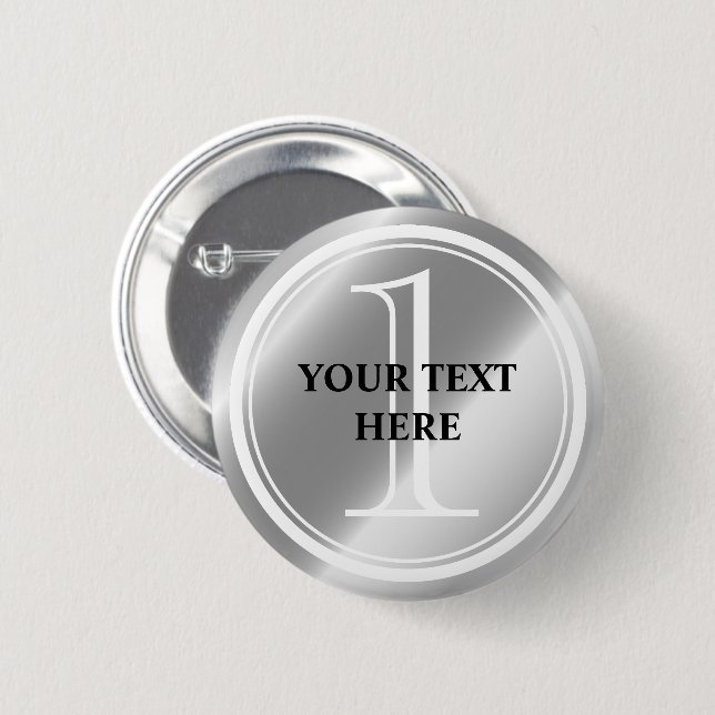 Badge Rond 5 Cm Bouton d'épingle ronde 1er prix d'argent (Devant & derrière)