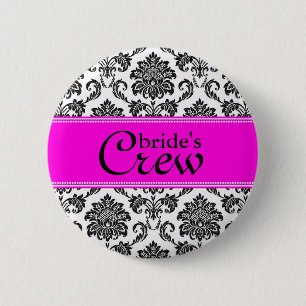 Badge Rond 5 Cm Bouton d'équipage de la mariée Damask