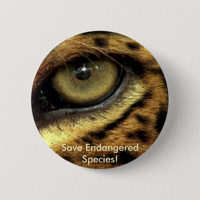Badge Rond 5 Cm Bouton des espèces menacées de leopard (Devant)