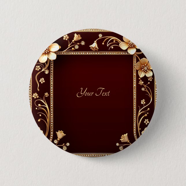 Badge Rond 5 Cm Bouton des fleurs d'or de Bourgogne (Devant)