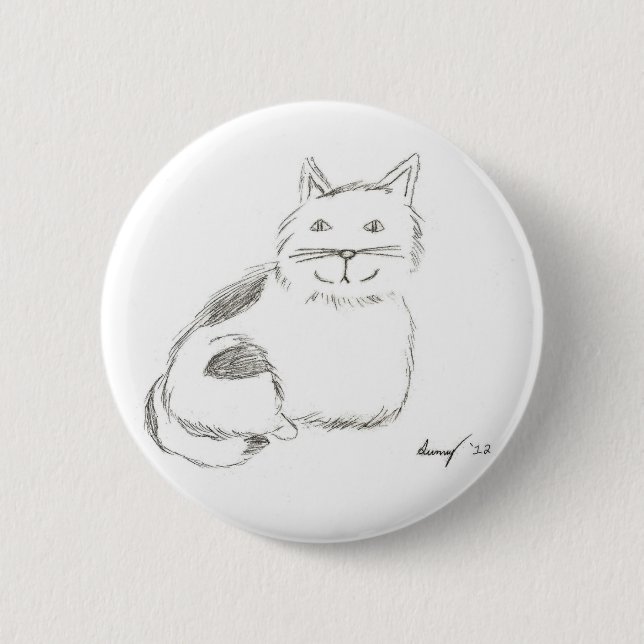 Badge Rond 5 Cm Bouton Dessin Kitty - Arrondi (Devant)