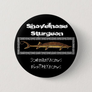 Badge Rond 5 Cm Bouton d'esturgeon - esturgeon de Shovelnose