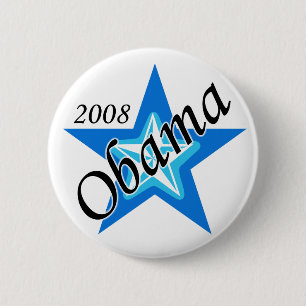 Badge Rond 5 Cm Bouton d'étoile bleue d'Obama