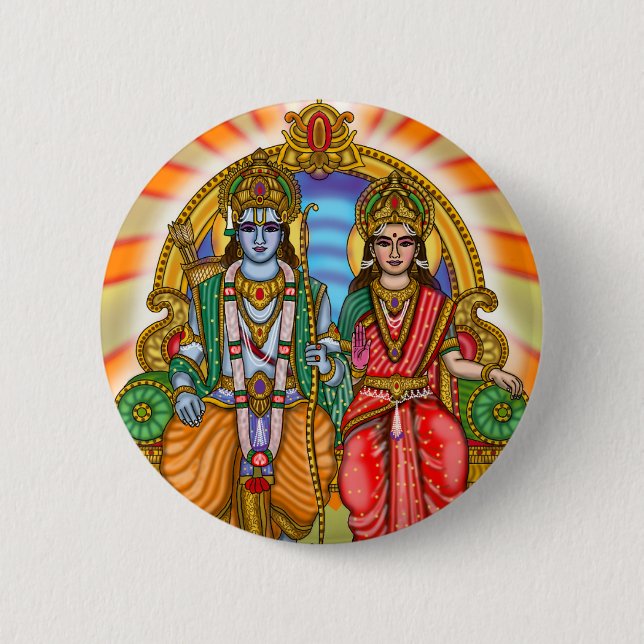 Badge Rond 5 Cm Bouton dévotionnel Sita Ram (Devant)