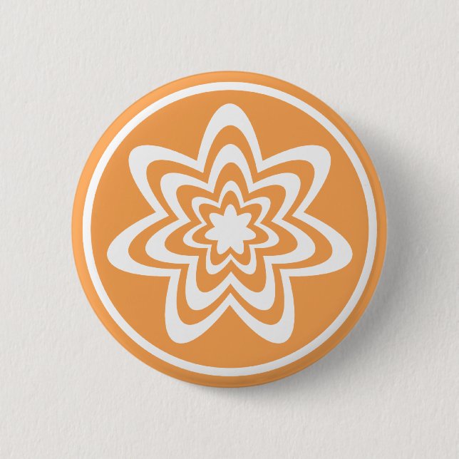 Badge Rond 5 Cm Bouton d'explosion florale, orange (Devant)