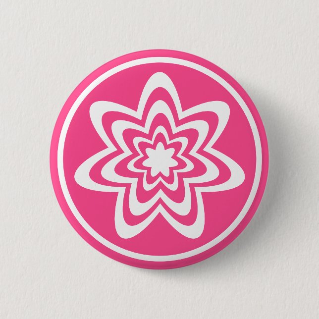 Badge Rond 5 Cm Bouton d'explosion florale, rose (Devant)