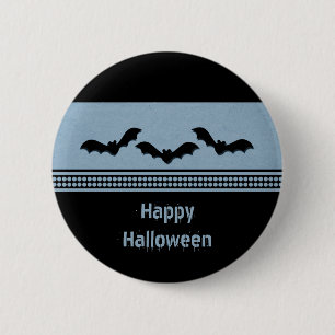 Badge Rond 5 Cm Bouton d'Halloween Batty, bleu clair