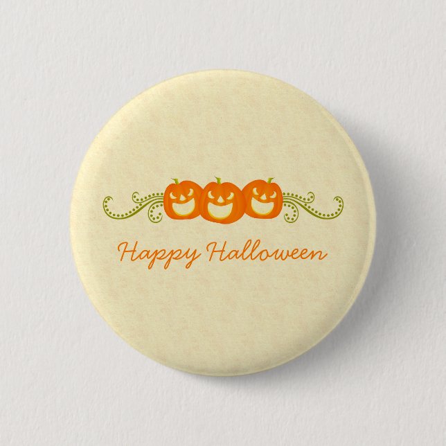 Badge Rond 5 Cm Bouton d'Halloween Citrouille joyeuse (Devant)